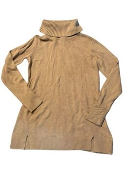 H by halston tan knit sweater turtleneck nwot